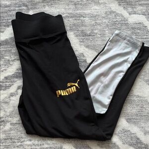 Puma Black Leggings with Silver and Gold Accents